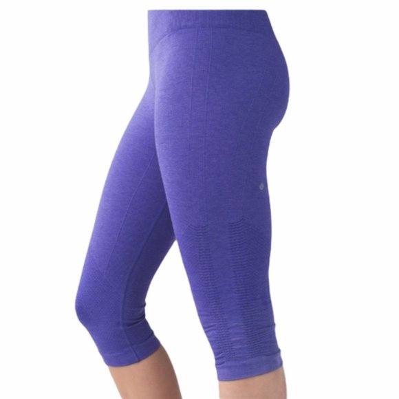 lululemon athletica Pants - Lululemon THE FLOW Purple Crop Leggings Size 8